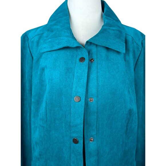 NEW Studio Works Button Up Blazer Jacket Womens 10 Blue Pockets Lined Collared - Picture 5 of 11